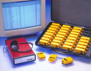 AMB rack of 32 transponders with charging case.